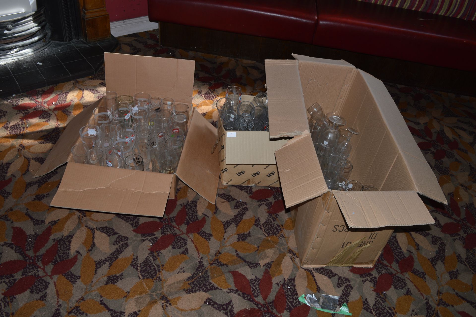 Three Boxes of Various Branded and Unbranded Bar Glass