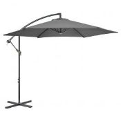 * Grey Banana Umbella - No base - Parasol 3m Diameter. Steel Frame. 180g Polyester. /Collection