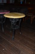 Britannia Style Cast Iron Table with Circular Wood Top