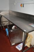 Stainless Steel Preparation Table with Splashback to Rear and Left 250x64cm