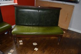 Freestanding Pub Bench Seat with Green Faux Leather Upholstery 185cm long