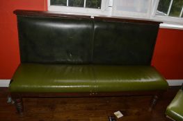 Freestanding Pub Bench Seat with Green Faux Leather Upholstery 185cm long