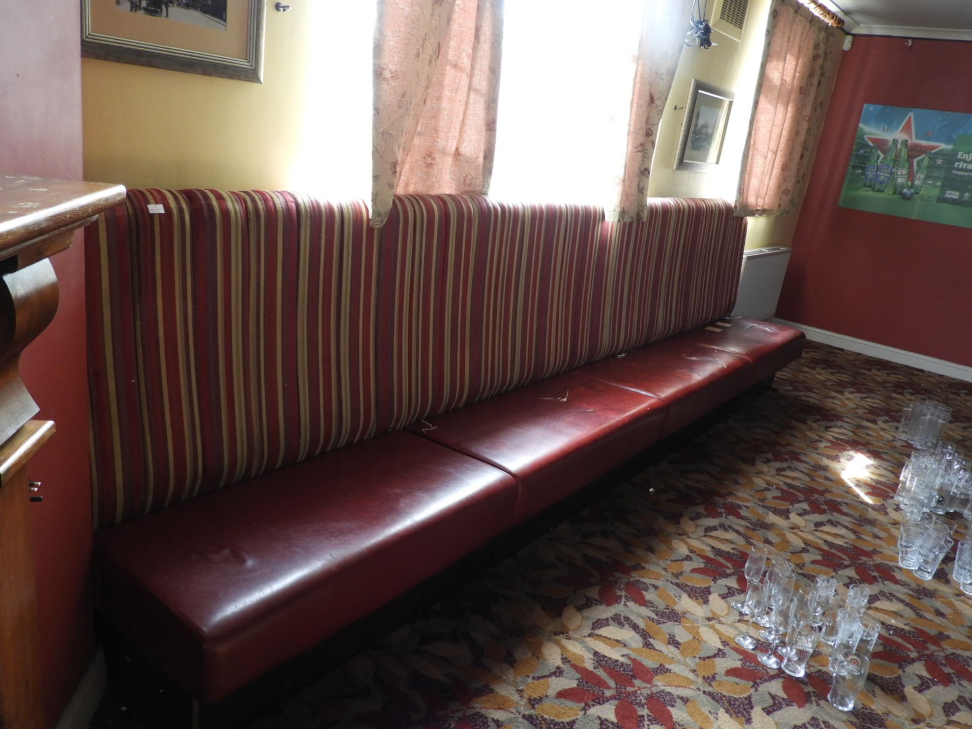 Bench Seating as Fitted with Leatherette Seat and Upholstered Back ~4.5m long