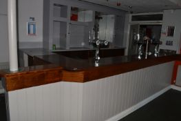 Mahogany Topped Bar ~2.3x3.8m with Fitted Mirrored Back Section