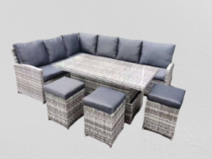 * Windsor Rise and Fall Rattan Sofa Set - Alu frame with cover - Glass table with 5mm clear glass /