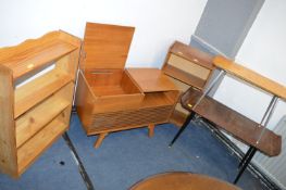 Two Bookshelves, Teak Music Cabinet, and Two Coffee Tables