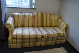 Two Seat Sofa with Pink and Cream Upholstery