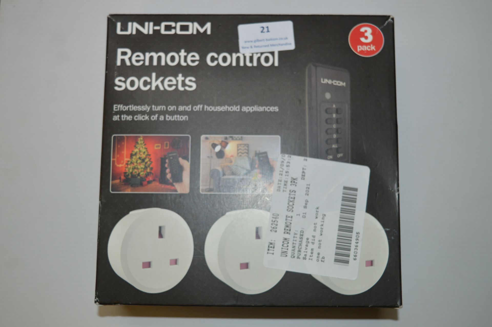 *Unicom Remote Control Sockets 3pk