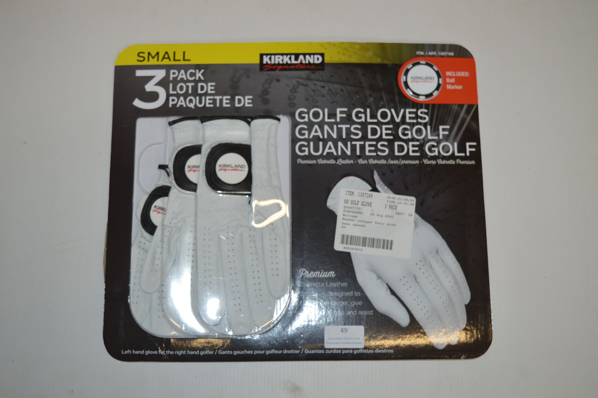 *Kirkland Golf Gloves 3pk Size: S