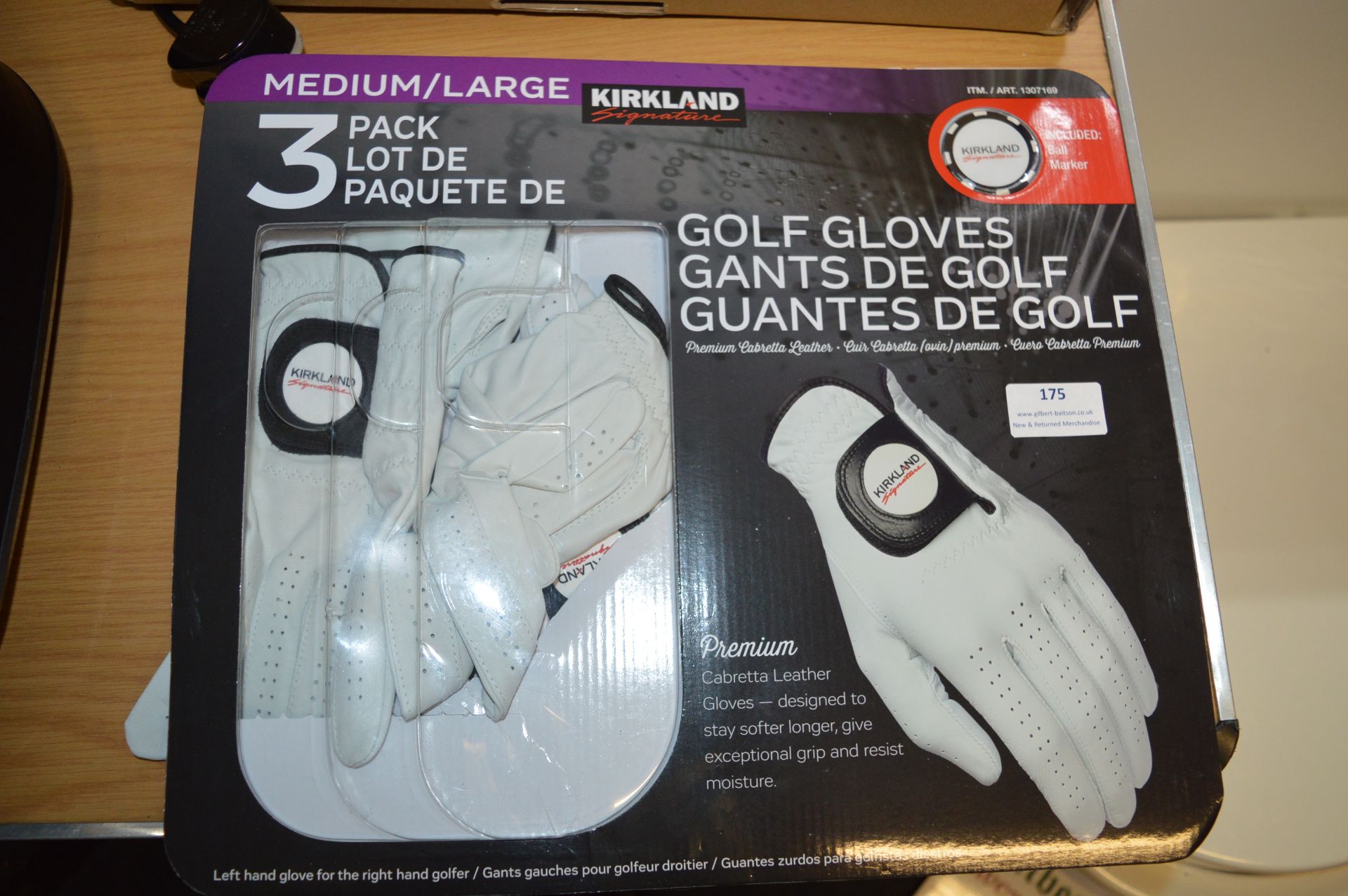 *Kirkland Golf Gloves Size: M/L 3pk