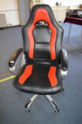 Black & Red Leather Swivel Office Chair