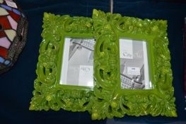 Two Green Decorative Photo Frames