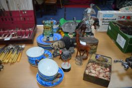 Collectible Animal Figures, Chinese Pottery, Old Tins, etc.