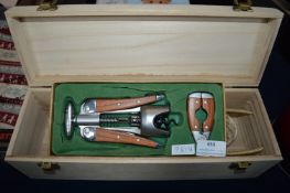 Wooden Wine Box and a Corkscrew Set