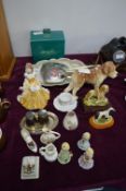 Decorative Pottery Items; Ornaments, Royal Worcester Figurine, etc.