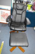 Reclining Massage Leather Chair with Matching Foot Stool