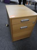 *Standalone Mobile Two Drawer Pedestal in Light Wood Finish