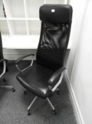 *Highback Gas Lift Contemporary Style Office Chair with Faux Leather Seat and Headrest