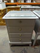 Glass Topped Painted Four Drawer Bedside Cabinet