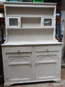 Small Painted Welsh Dresser with Two Glazed Cupboa