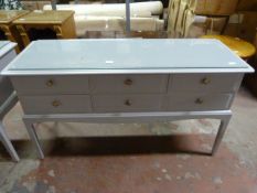 Glass Topped Painted Three over Three Chest/Sidebo