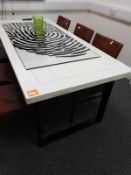 *Metal Framed Table with Zebra Glass Top