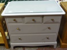 Glass Topped Painted Three Over Two Chest of Drawe