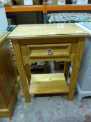 Small Pine Table with Drawers and Shelf