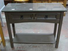 Glass Topped Painted Two Drawers Sideboard with Sh