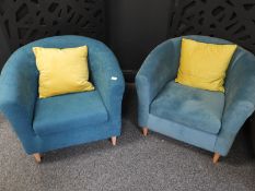 *Pair of Turquoise Tub Seats with Yellow Scatter Cushions