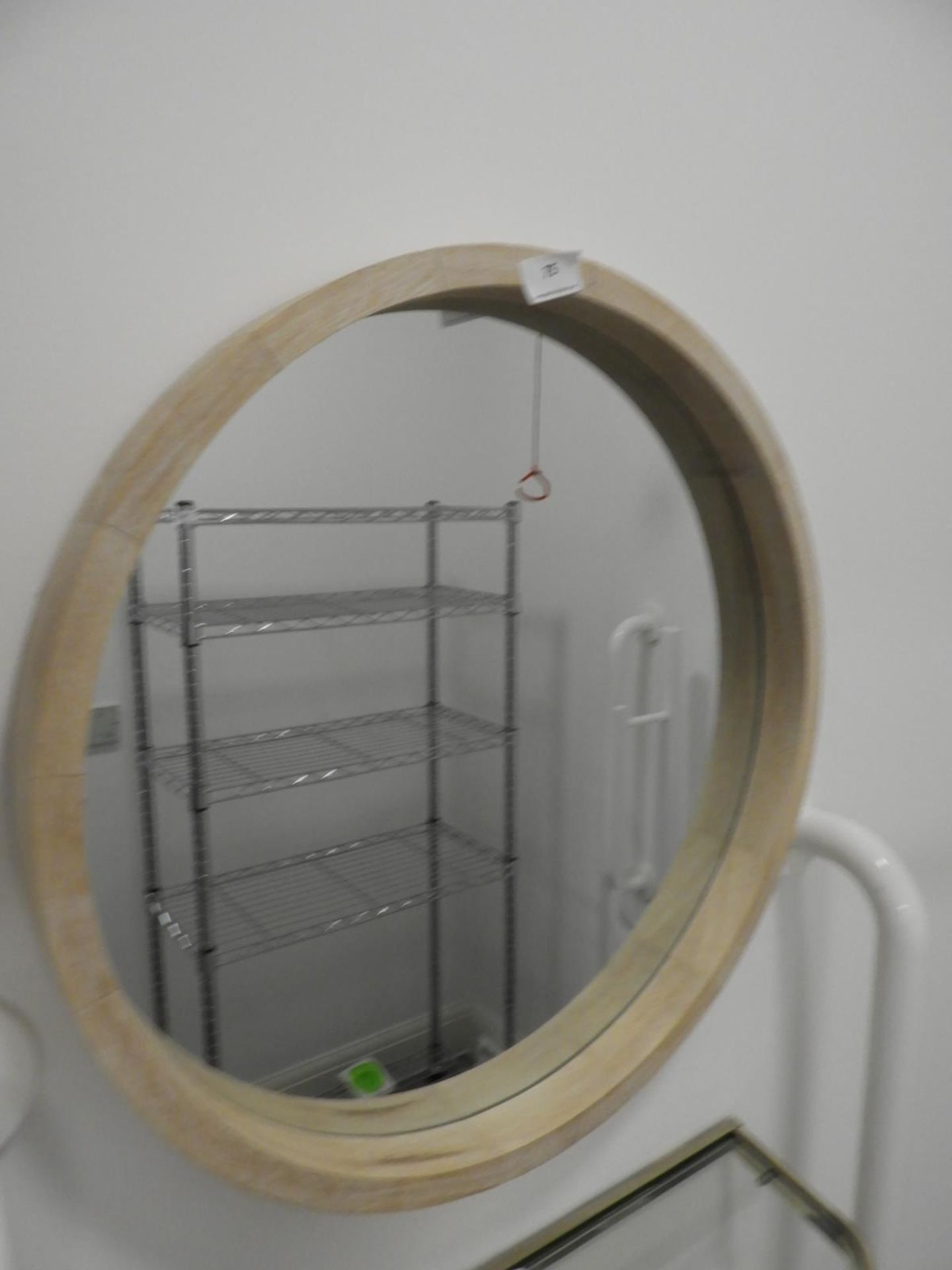 *Wood Framed Circular Mirror