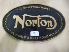 *Reproduction Metal Norton Plaque