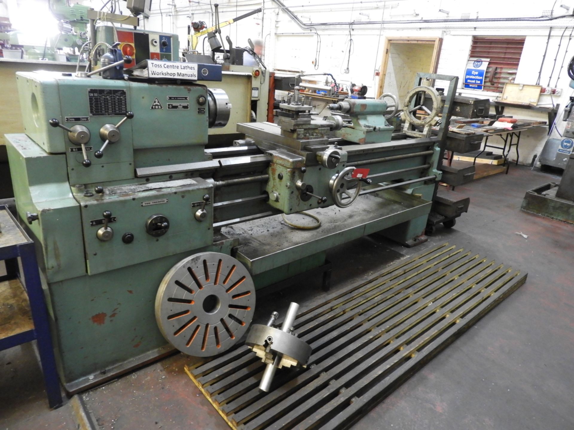 *Tos SN50B Gap Bed Centre Lathe with Three and Four Jaw Chucks, Faceplate, and Steady - 12" Swing 80