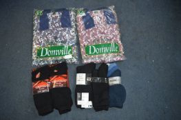 Five Packs of Gents Socks and Two Pair of XL Pajam