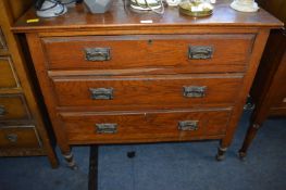1930's Oak Three Drawer Chest on Casters