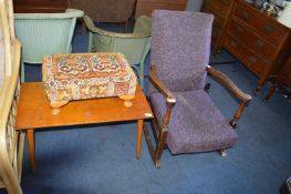 1930's Wooden Rocking Chair plus Retro Coffee Tabl