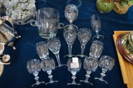 Cut Glass and Etched Drinking Glasses, etc.