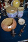 Ethnic Drums, Carvings, Nuts, etc.