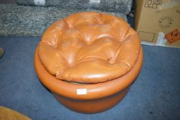 Retro Tan Leather Pouffe