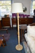 Lightwood Turned Standard Lamp with Cream Shade