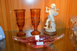 Glass Vases, Dish and a Figurine