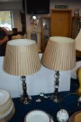 Pair of Table Lamps with Pale Gold Shades