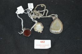 Sterling Silver Chain, Pendant and Two Fobs