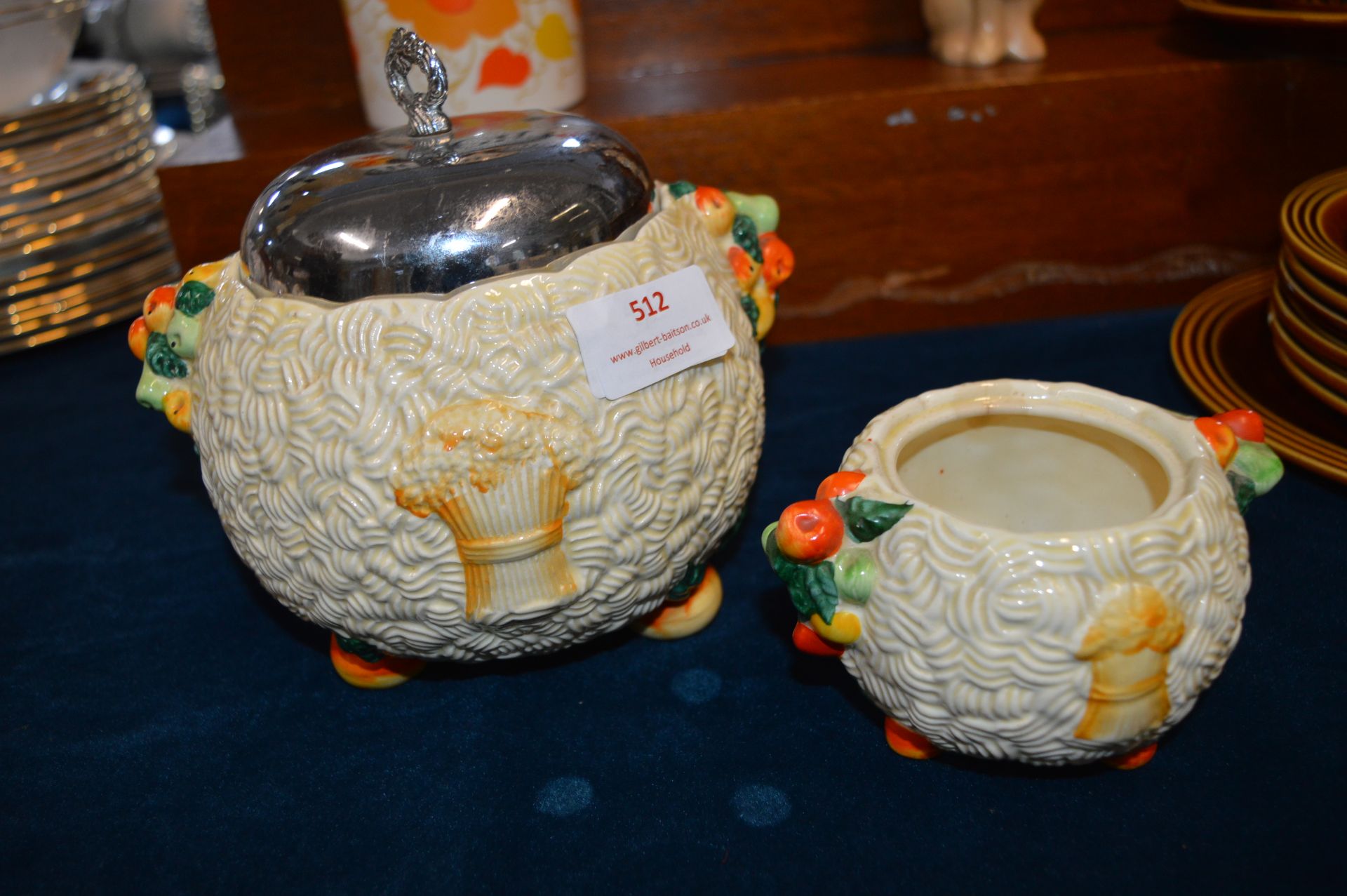 Clarise Cliff Celtic Harvest Lidded Biscuit Jar and Another Without a Lid