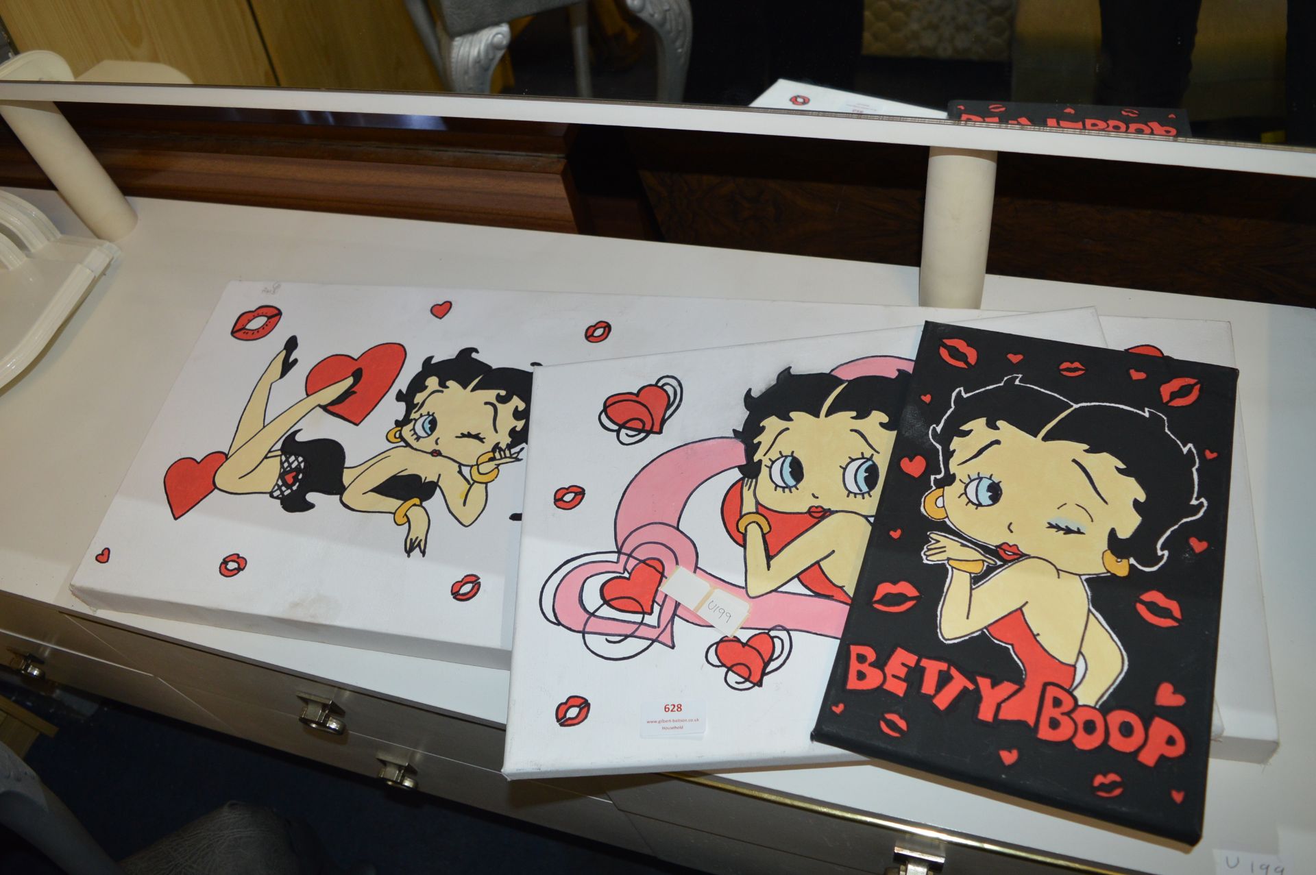 Three Hand Painted Betty Boop Canvases