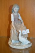 Nao Figurine - Seated Girl with Goose