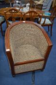 Basket Tub Chair with Mahogany Frame