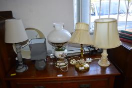 Five Table Lamps and a Shade