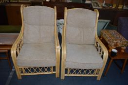 Pair of Bamboo Conservatory Armchair with Oatmeal