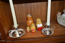 Matryoshka Dolls and Two Candlesticks